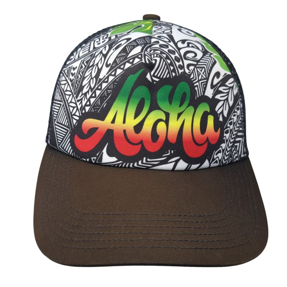 Aloha Snapback Trucker Hat Multi One Size Mesh Back Colorblock Hawaiian